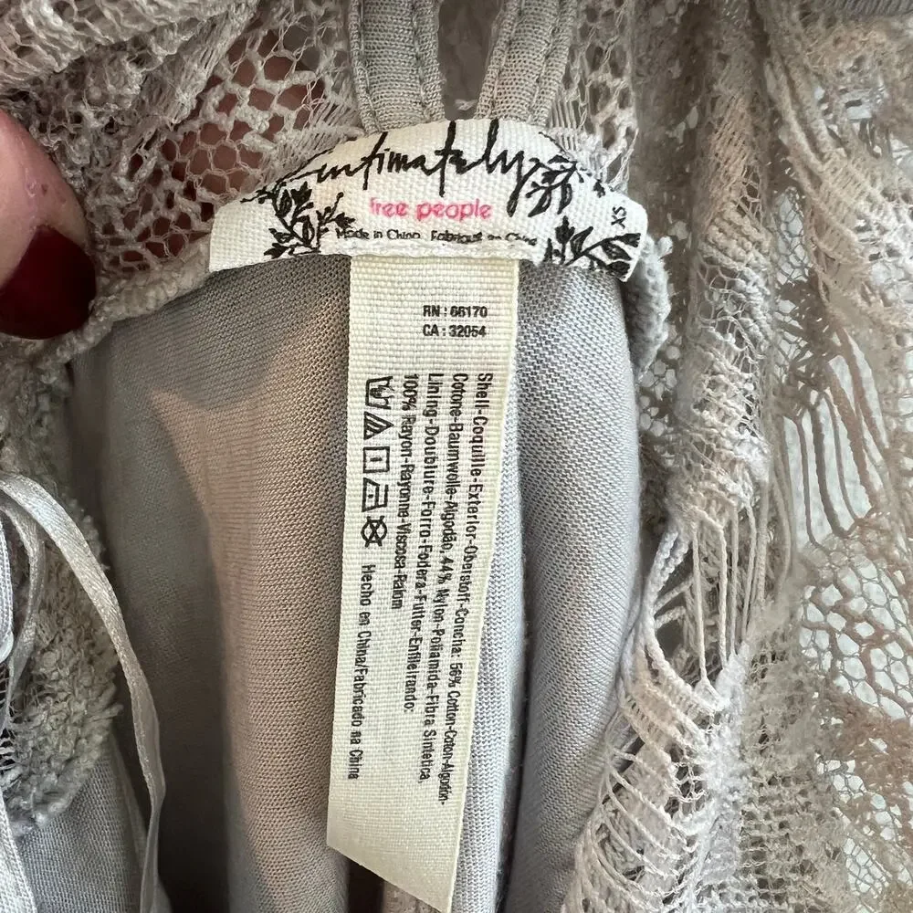 Free People NWT Gray XS Mini Lace Slip Dress She’s Got It